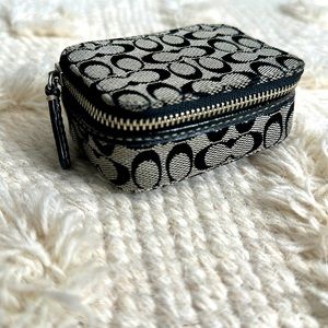 Coach Signature Khaki and Black Pill Box Travel Case
